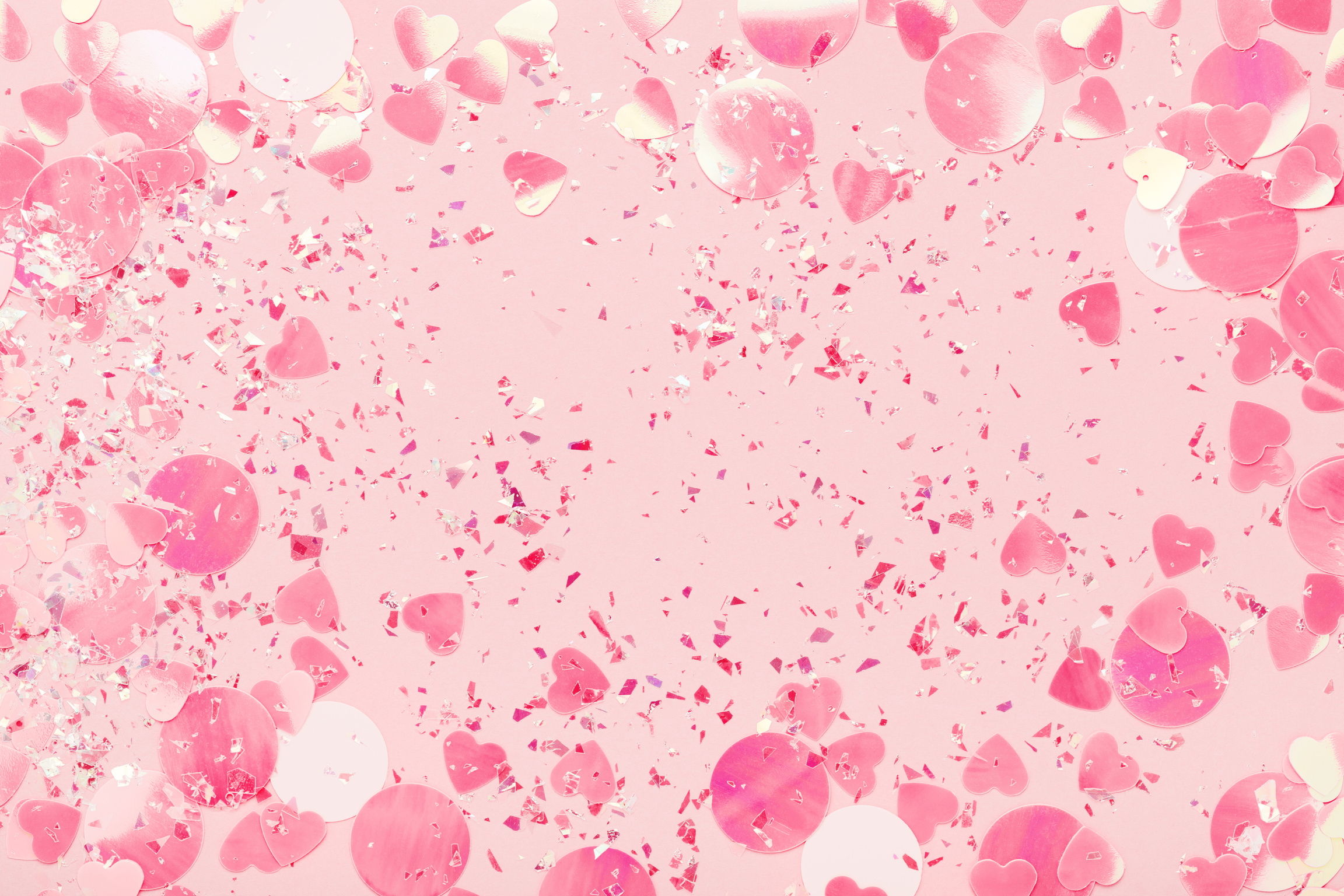 Pink Confetti on Pink Background